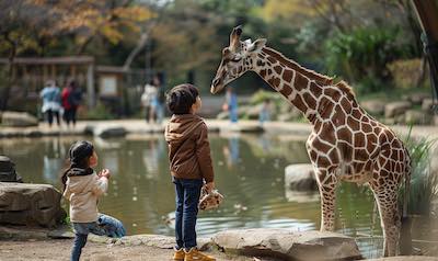 Familie hat einen Zoo-Besuch geschenkt bekommen als Familienaktivität